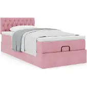 vidaXL Ottoman bed met matras 100x200 cm fluweel roze