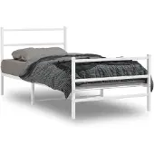 vidaXL - Bedframe - met - hoofd- - en - voeteneinde metaal - wit - 107x203 - cm