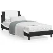 vidaXL - Bedframe - zonder - matras - "Zadar" - kunstleer - zwart - en - wit - 80x200 - cm
