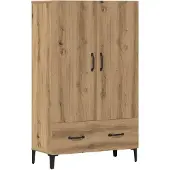 vidaXL Hoge kast 70x31x115 cm bewerkt hout artisanaal eikenkleur