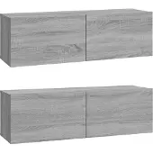 vidaXL Tv-wandmeubels 2 st 100x30x30 cm hout grijs sonoma eikenkleurig
