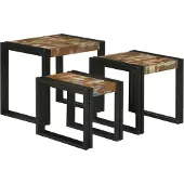 vidaXL Nesttafel 3 st Bruin en Zwart 50 x 40 x 45 cm