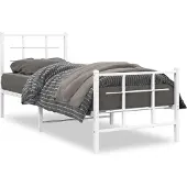 vidaXL Bedframe met hoofdeinde en voeteneinde, metaal, wit, 75x190 cm