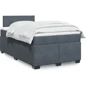 vidaXL Boxspring met matras fluweel donkergrijs 120x190 cm