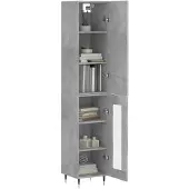 vidaXL Hoge kast 34,5x34x180 cm bewerkt hout betongrijs
