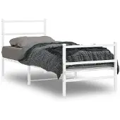 vidaXL - Bedframe - met - hoofd- - en - voeteneinde metaal - wit - 80x200 - cm