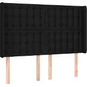 vidaXL Hoofdbord met randen 147x16x118/128 cm stof zwart