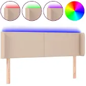 vidaXL Hoofdbord LED 147x16x78/88 cm kunstleer cappuccinokleurig