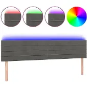 vidaXL Hoofdbord LED 200x5x78/88 cm fluweel donkergrijs