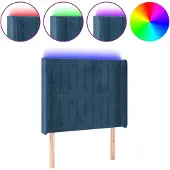 vidaXL Hoofdbord LED 103x16x118/128 cm fluweel donkerblauw