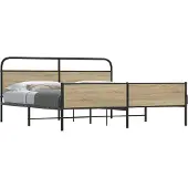 vidaXL Bedframe zonder matras metaal gerookt eikenkleurig 193x203 cm
