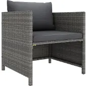 vidaXL 8-delige Loungeset met kussens poly rattan zwart