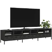 vidaXL Tv-meubel 202x39x43,5 cm koudgewalst staal zwart