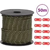 vidaXL Tentscheerlijn met reflecterende strips en spanners 50 m 4 mm