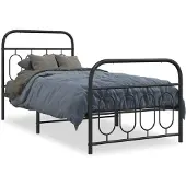 vidaXL Bedframe met hoofd- en voeteneinde metaal zwart 90x200 cm