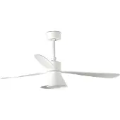 Faro LED plafondventilator Amelia Cone L, wit, gelijkstroom, stil, 132 cm dimbaar, wit / opaal, Woon-/ Eetkamer, Kunststof, Modern
