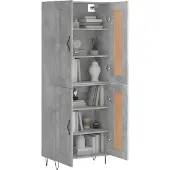vidaXL Hoge kast 69,5x34x180 cm bewerkt hout betongrijs