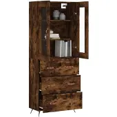 vidaXL Hoge kast 69,5x34x180 cm bewerkt hout gerookt eikenkleurig