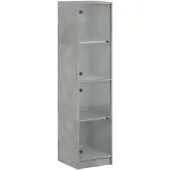 vidaXL Hoge kast met glazen deuren 35x37x142 cm betongrijs