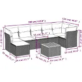 vidaXL 8-delige Loungeset met kussens poly rattan zwart