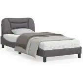 vidaXL Bedframe zonder matras "Hvar" kunstleer grijs 90x200 cm