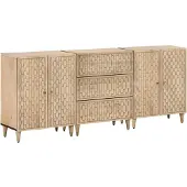 vidaXL Bijzetkasten 3 st 60x33x75 cm massief mangohout