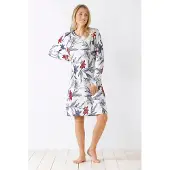 Hajo Nachthemd blauwe bloemen - Blauw - Maat - 36/38