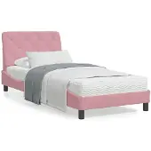 vidaXL Bedframe zonder matras fluweel roze 80x200 cm