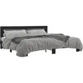 vidaXL Bedframe bewerkt hout metaal zwart 200x200 cm