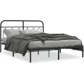 vidaXL Bedframe met hoofdbord metaal zwart 140x190 cm