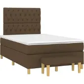 vidaXL Boxspring met matras stof donkerbruin 120x190 cm