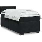 vidaXL Boxspring met matras fluweel zwart 100x200 cm