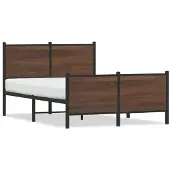 vidaXL Bedframe zonder matras metaal bruin eikenkleurig 137x190 cm