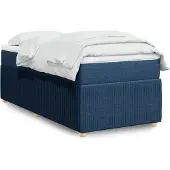 vidaXL Boxspring met matras stof blauw 90x190 cm