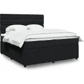 vidaXL Boxspring met matras fluweel zwart 200x200 cm