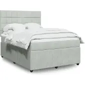 vidaXL Boxspring met matras fluweel lichtgrijs 140x200 cm