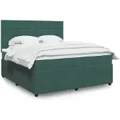 vidaXL Boxspring met matras fluweel donkergroen 180x200 cm