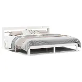 vidaXL Bedframe met hoofdeinde, zonder matras, wit, 200x200 cm