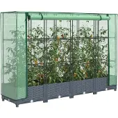 vidaXL Verhoogde plantenbak met kashoes rotanlook 160x40x123 cm