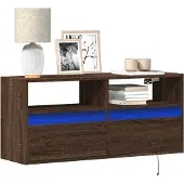 vidaXL Tv-wandmeubel met LED-verlichting 100x31x45 cm bruin eikenkleur