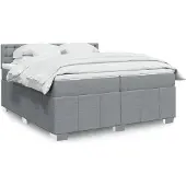 vidaXL Boxspring met matras stof lichtgrijs 200x200 cm