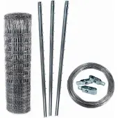 Aquagart 150m wildhek, boshek, weidehek, geknoopt draadgaas 150/19/15 + palen + spandraad