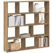 Super Merchant Wandschap kubus 12 vakken bewerkt hout artisanaal eikenkleurig