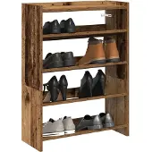 vidaXL Schoenenrek 80x25x61,5 cm bewerkt hout oud houtkleurig