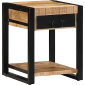 vidaXL Bijzettafel 40x40x50 cm massief ruw mangohout