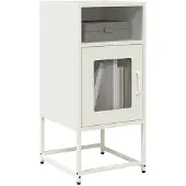 vidaXL Nachtkastje 36x39x78 cm koudgewalst staal wit