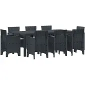 vidaXL Tuinset, 9-delig, antraciet, polypropyleen