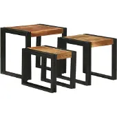 vidaXL Nesttafel 3 st Bruin en Zwart 50 x 40 x 45 cm