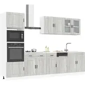 vidaXL 7-delige Keukenkastenset Kalmar bewerkt hout grijs sonoma eiken