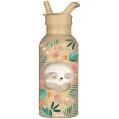 SASSI JUNIOR - Isotherme rvs kinderfles (350 ml) - dieren - Beige 21 x 7 cm